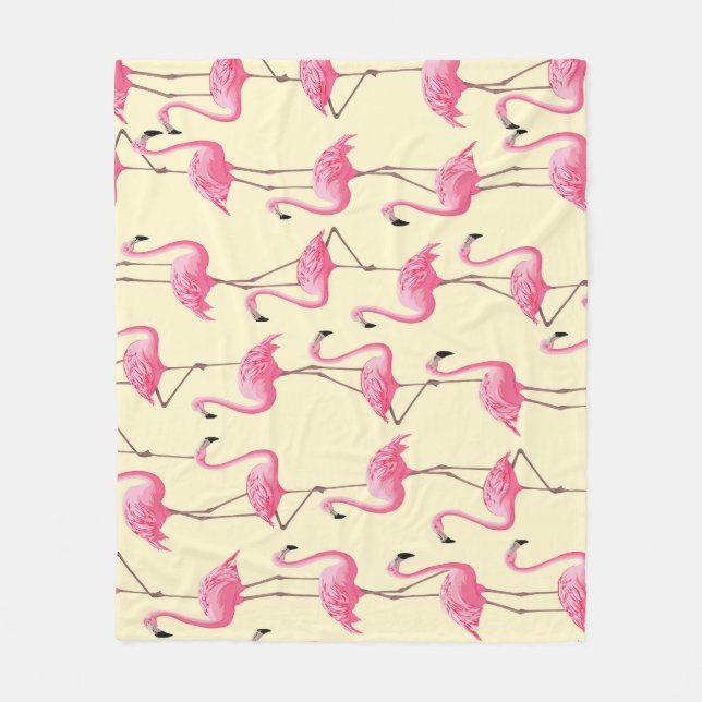Realistic Flamingo Bird Vertical Pattern Fleece Blanket (Front)