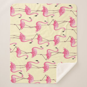 Realistic Flamingo Bird Vertical Pattern Sherpa Blanket