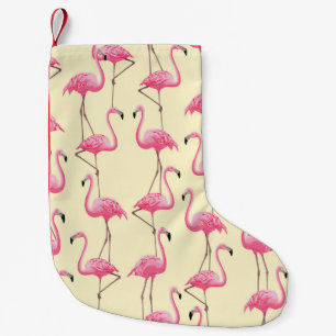 Realistic Flamingo Bird Vertical Pattern Small Christmas Stocking