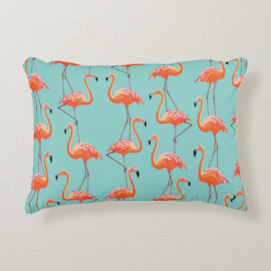 Realistic flamingo: vintage bird pattern decorative cushion