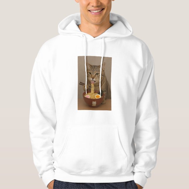 Realistic Funny Cat Eating Ramen | Graphic Tee (Front)