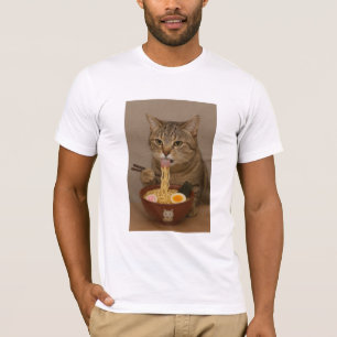 Realistic Funny Cat Eating Ramen   Graphic Tee