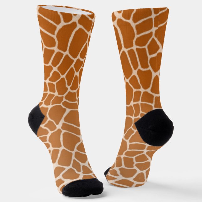 Realistic Giraffe Markings Funny Animal Legs Socks (Angled)