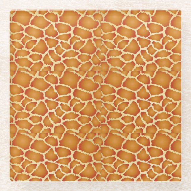 Realistic Giraffe Skin Texture Pattern-60066 Glass Coaster (Front)