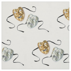 Realistic gold silver tragedy comedy masks  fabric
