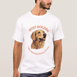 Realistic Golden Retriever Dog Stay Golden T-Shirt