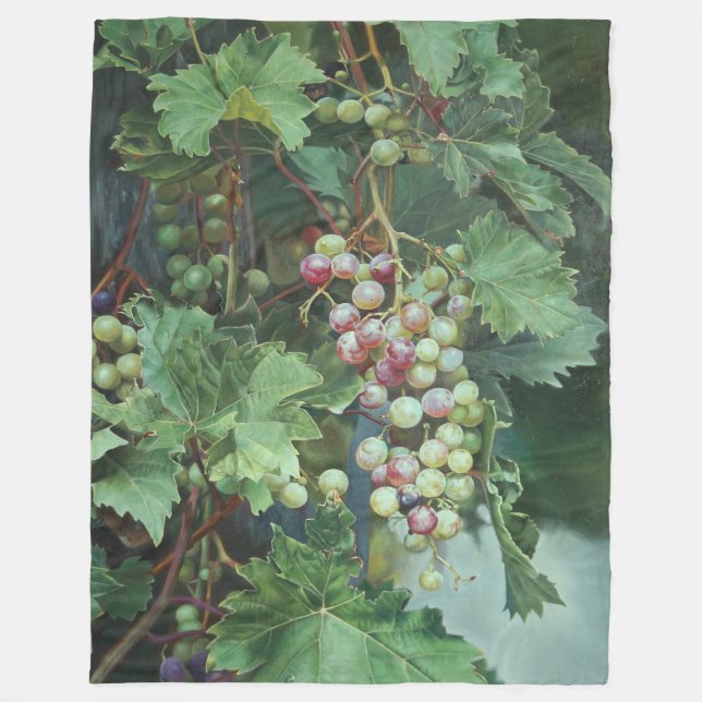Realistic Grape Vine with Leaves – Fine Art Fleece Blanket (Front)