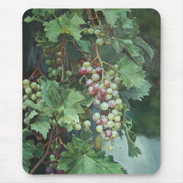 Realistic Grape Vine with Leaves – Fine Art Mouse Pad (Front)