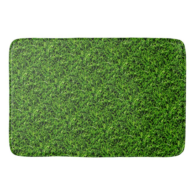   Realistic Grass Photo Texture Funny Bright Green Bath Mat (Front)
