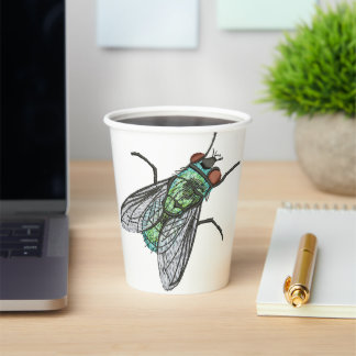 Realistic Green Bottle house Fly Paper Cups