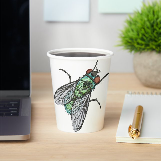 Realistic Green Bottle house Fly    Paper Cups (Insitu)