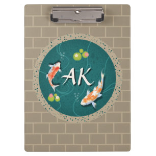 Realistic Green Japanese Koi Fish Pond  Clipboard