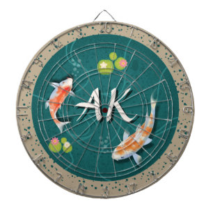 Realistic Green Japanese Koi Fish Pond Dartboard