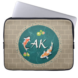 Realistic Green Japanese Koi Fish Pond  Laptop Sleeve