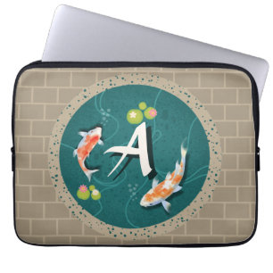 Realistic Green Japanese Koi Fish Pond Laptop Sleeve