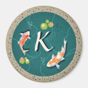 Realistic Green Japanese Koi Fish Pond  Magnet