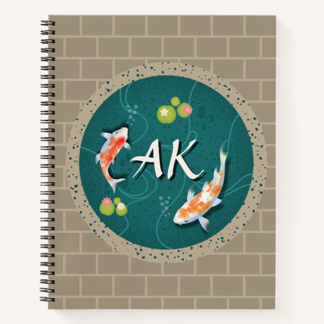 Realistic Green Japanese Koi Fish Pond  Notebook (Front)