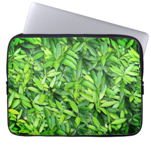 Realistic green leaves laptop sleeve