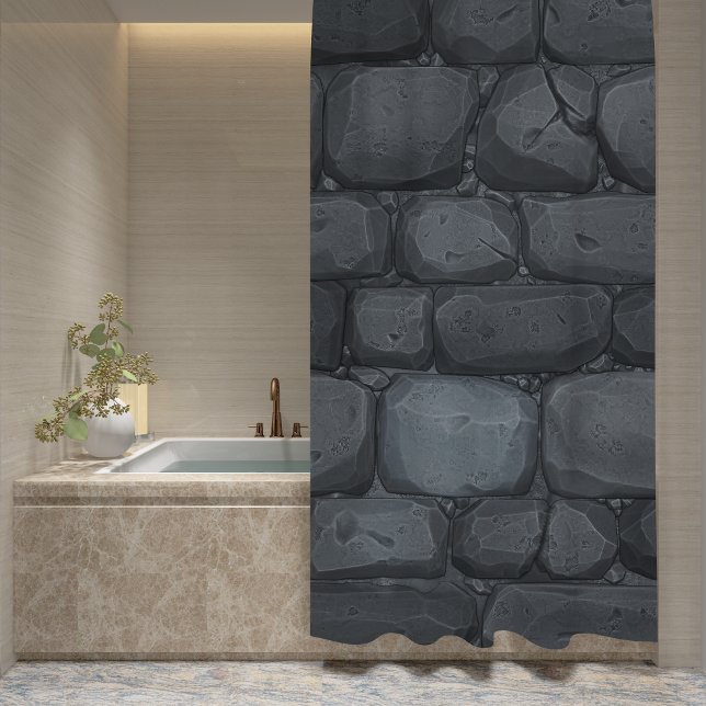 Realistic Grey Stone Wall Shower Curtain (Creator Uploaded)