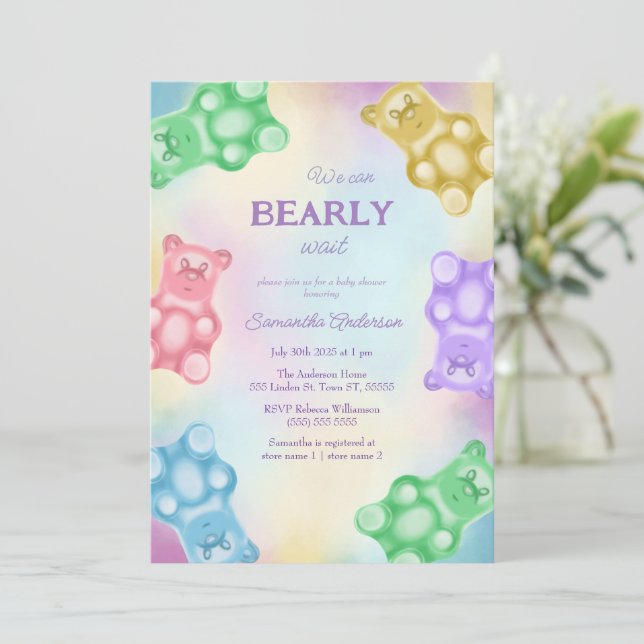 Realistic Gummy Bear Baby Shower Party Invitation (Standing Front)