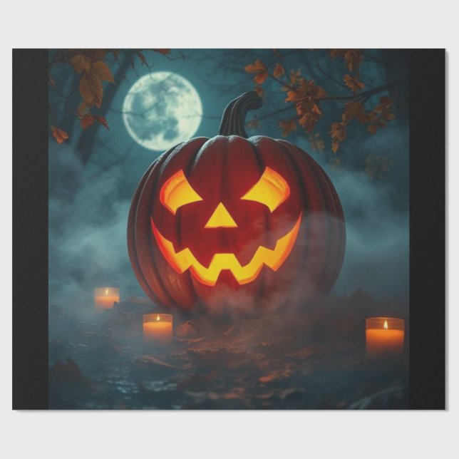 Realistic Halloween Pumpkin Gift Wrap – Limited (Flat)
