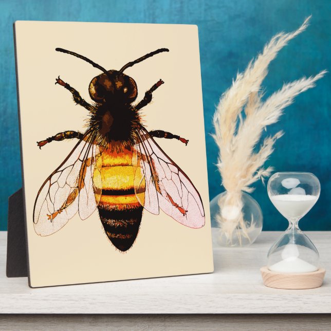 Realistic Honey Bee Art Illustration Plaque (Side)