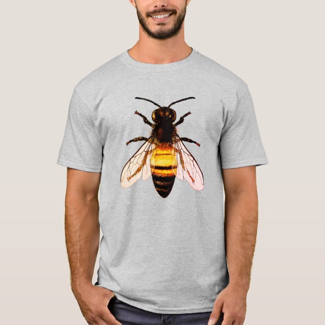 Realistic Honey Bee Art Illustration T-Shirt (Front)
