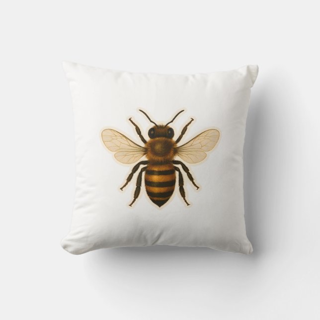 Realistic Honey Bee Design Cushion (Front)