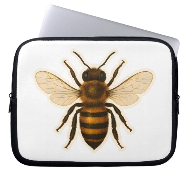 Realistic Honey Bee Design Laptop Sleeve (Front)