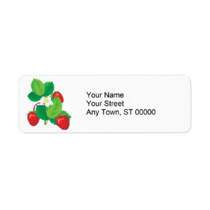 realistic juicy strawberries return address label