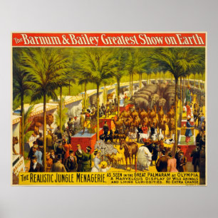 Realistic Jungle Menagerie Circus Poster