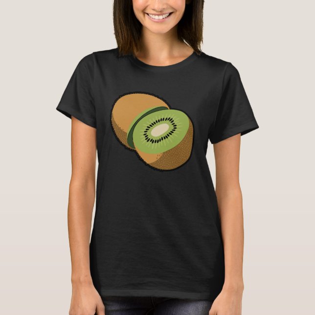 Realistic Kiwi Fruit Illustration T-Shirt (Front)