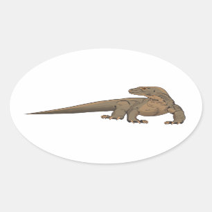 Realistic Komodo Dragon/Monitor Lizard Oval Sticker
