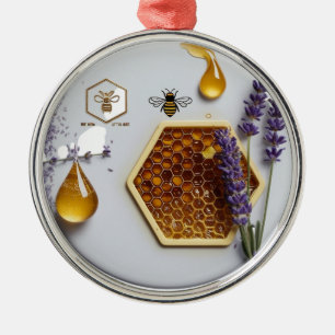 Realistic Lavender Honeycomb Bee Natural Premium  Metal Ornament