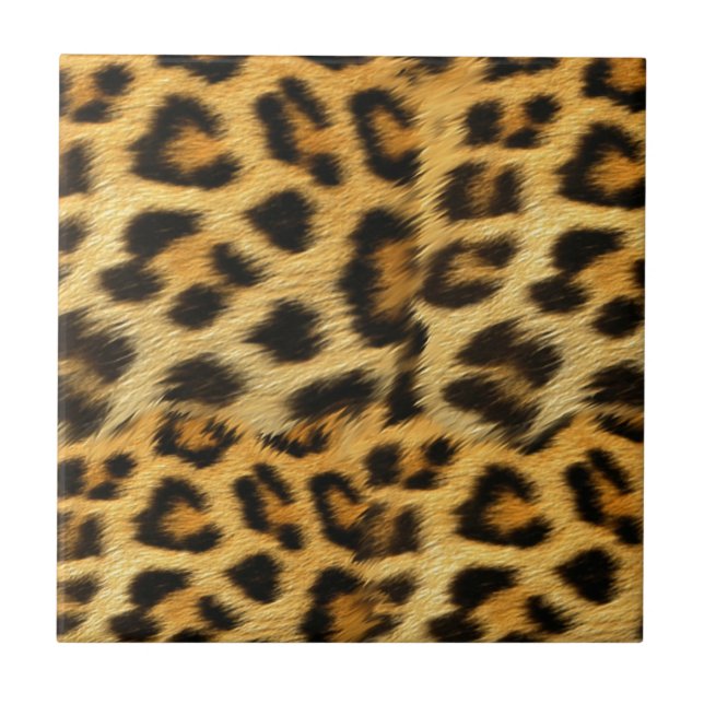 Realistic leopard fur print accessories - trendy ceramic tile (Front)