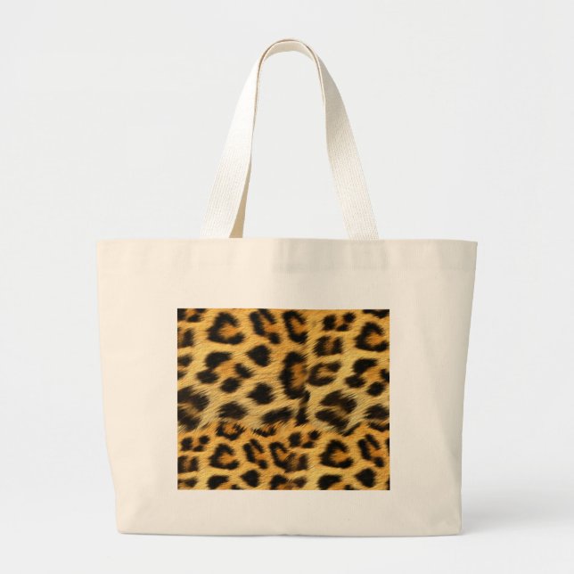 Realistic leopard fur print accessories - trendy large tote bag (Front)
