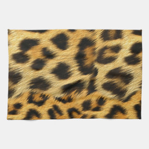 Realistic leopard fur print accessories - trendy tea towel