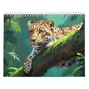 Realistic Leopard in Jungle Animal Art Calendar