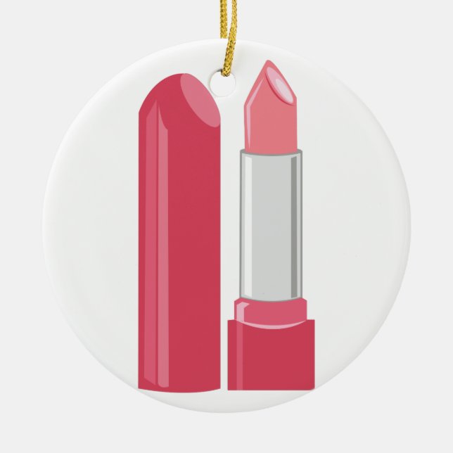 Realistic Lipstick Ceramic Ornament (Front)
