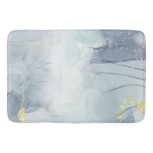 Realistic Liquid Marble With Gold Bath Mat