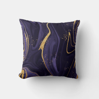 Realistic Liquid Purple Marble With Gold Cushion
