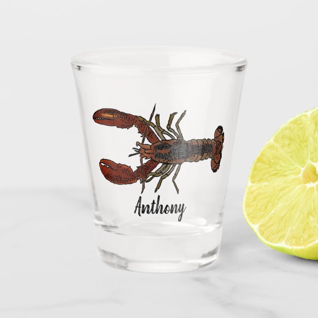 Realistic Lobster Illustration Personalised Shot Glass (Front)