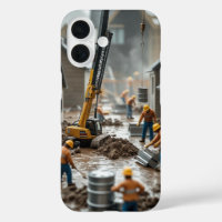 Realistic macro photos of small construction worke