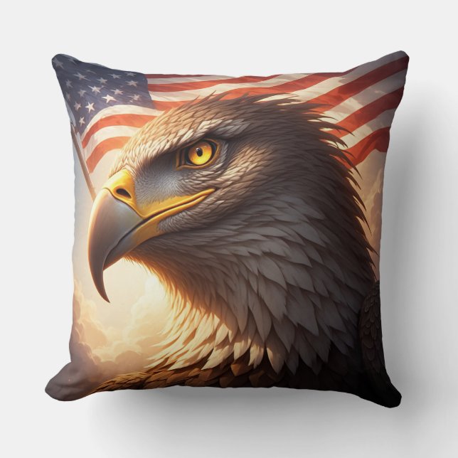Realistic Majestic patriotic Eagle USA pride Cushion (Front)