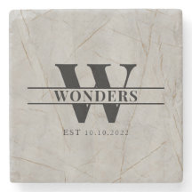 Realistic marble Wood Grain Monogram Wedding