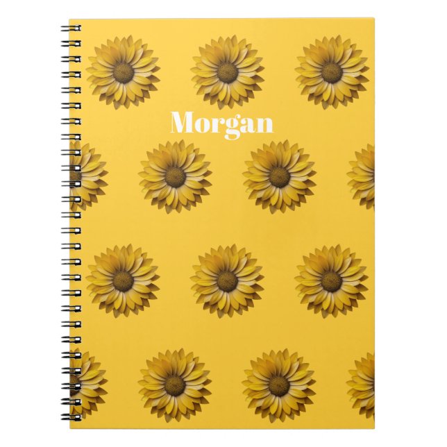 Realistic Minimal Sunflower Pattern Custom Notebook (Front)