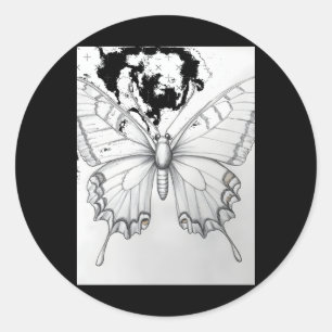 Realistic Monarch Butterfly Pencil Drawing Sticker