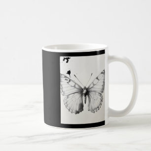 Realistic Monarch Butterfly Pencil Drawing Sticker Coffee Mug