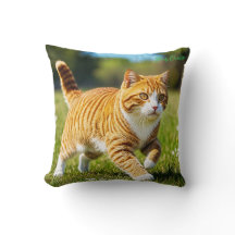 Realistic Orange Tabby Cat in Sunny Meadow
