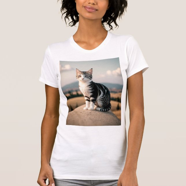 Realistic Outdoor Cat Portrait  T-Shirt (Front)
